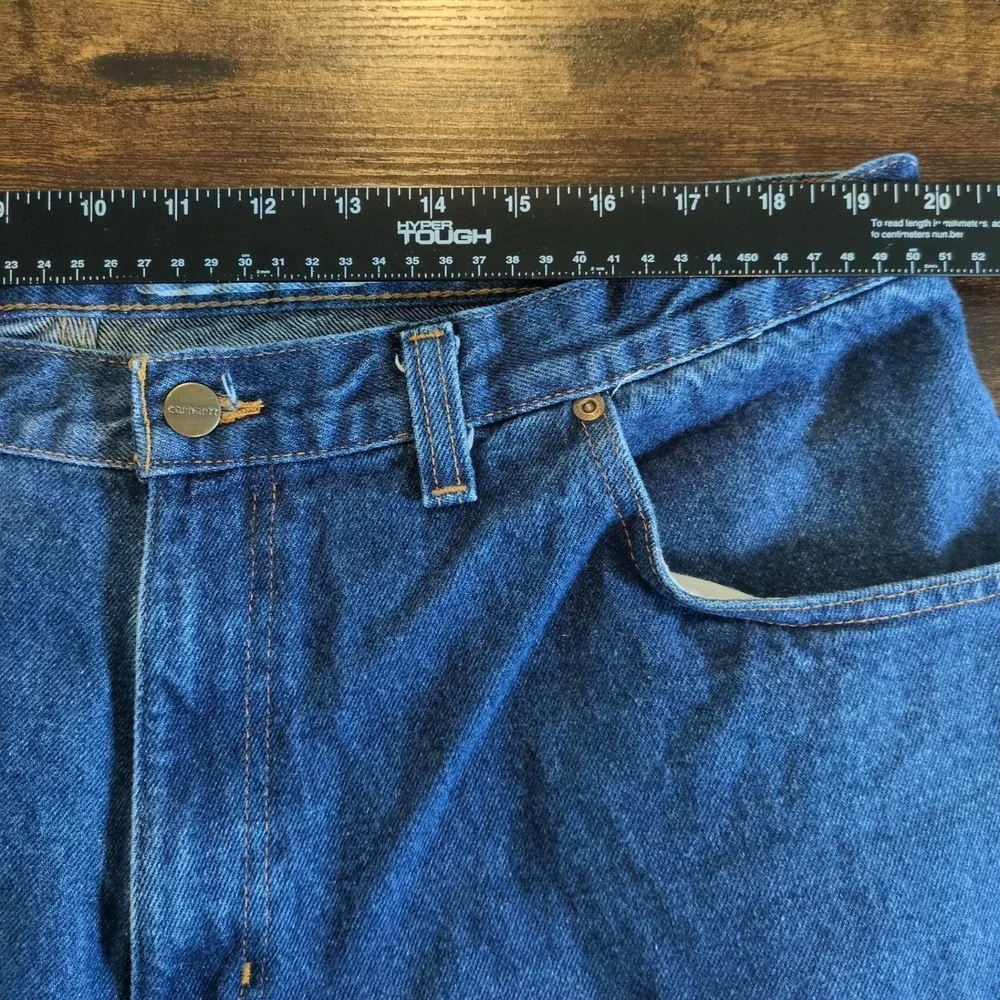 Carhartt Mens Relaxed Fit Straight Leg Dark Wash Blue Denim Jeans 40x34 Workwear